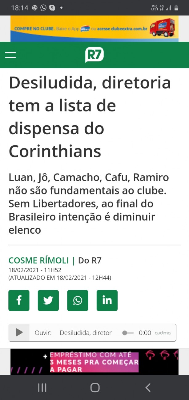 Fonte questionvel diz ter a lista de dispensa do Corinthians deste ano!