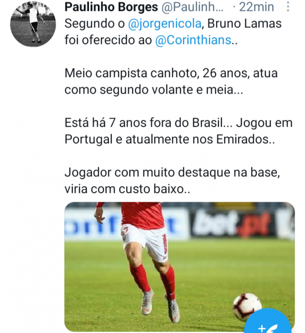 Bruno Lamas oferecido ao Corinthians