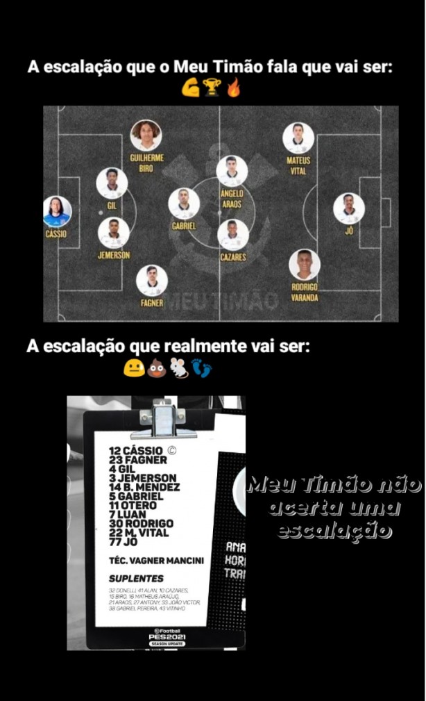 Meu Tim&atilde;o n�o acerta uma escala��o. Veja a real escala��o