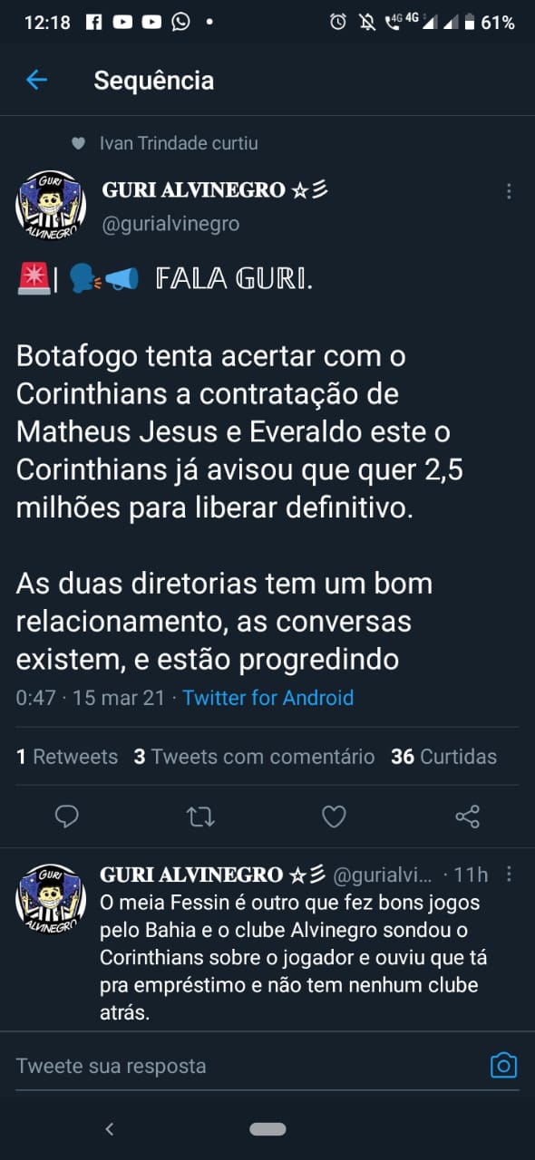 Botafogo querendo Everaldo, Matheus Jesus e Fessin.