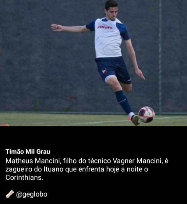 Mancini vai ajudar seu filho hoje escalando Jô 77