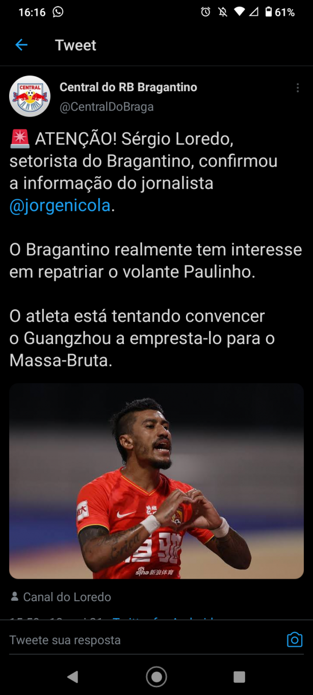 OFF Topic: Paulinho no Bragantino