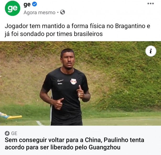 Corinthians deixou o Paulinho treinar no Bragantino