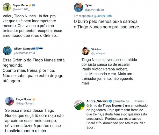 Torcida do Grmio amando Tiago Nunes