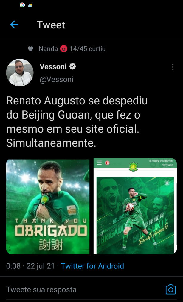 Agora vai! Renato Augusto se despede do seu ex clube nas redes sociais!