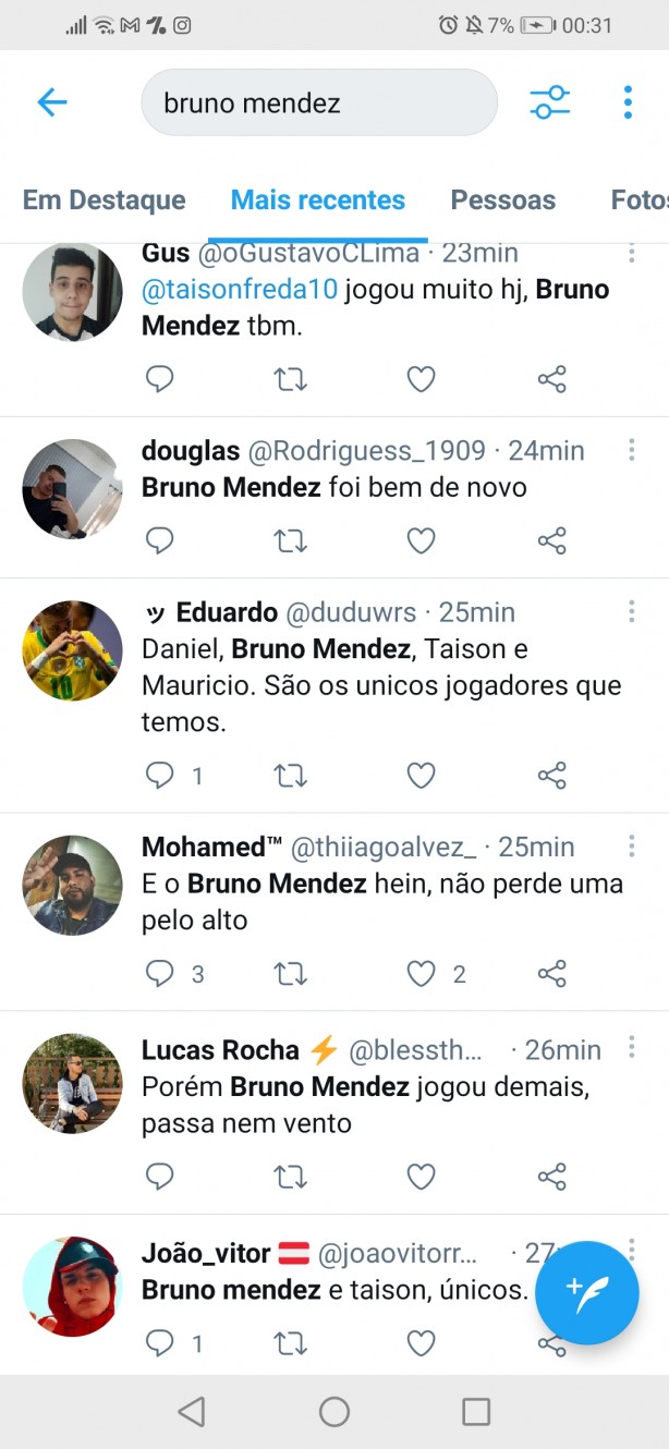 Torcedores do Inter a respeito do Bruno Mendez...