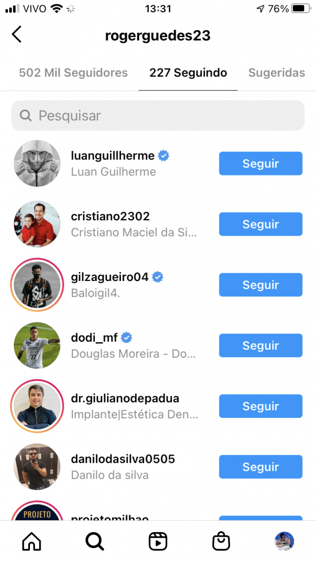 Roger Guedes comeou a seguir o Luan no Instagram.