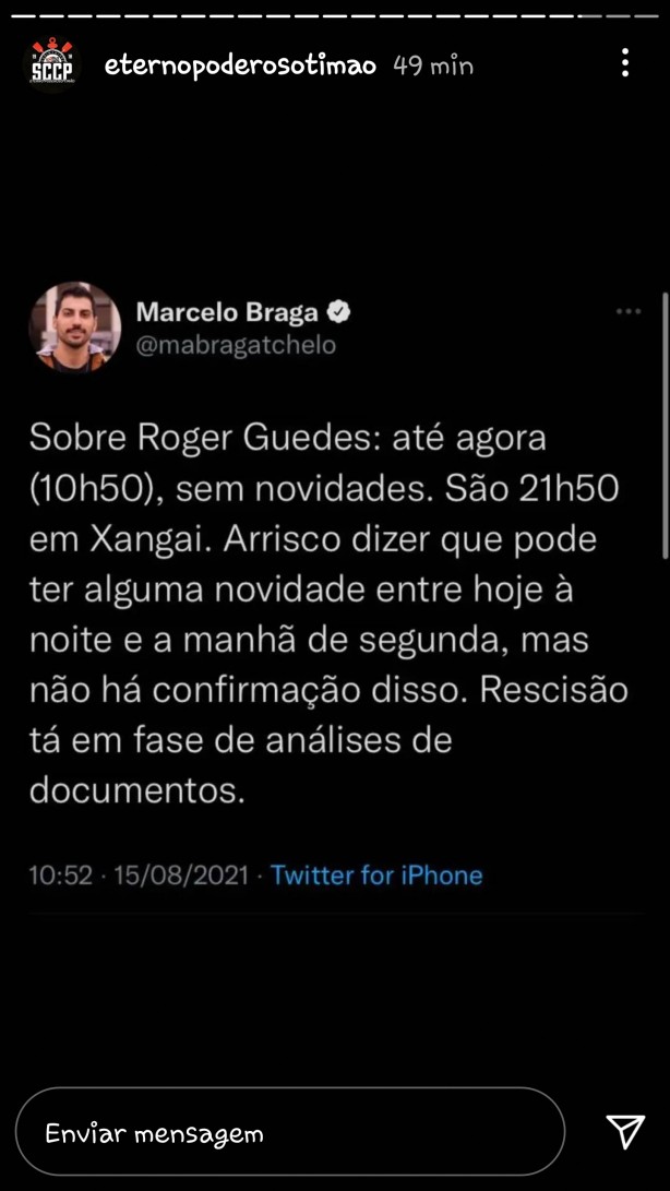 Roger Guedes segundo Marcelo Braga GE
