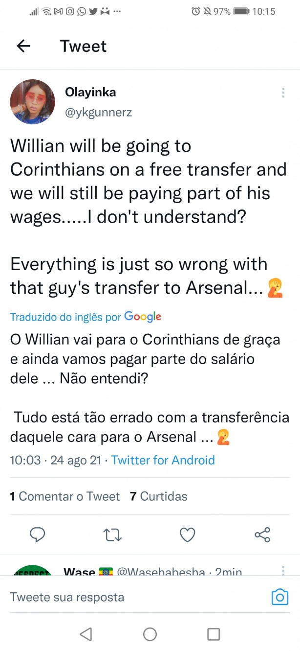Torcedora do Arsenal sobre Willian