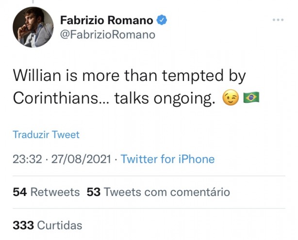 Fabrizio romano sobre willian
