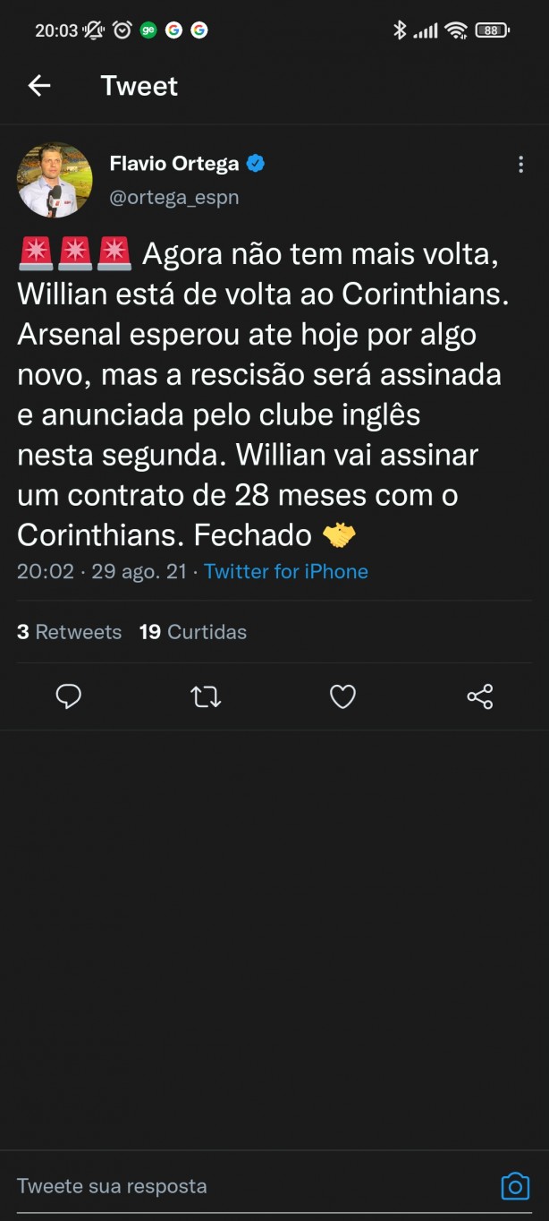 William  do Corinthians.. Ortega Cravou