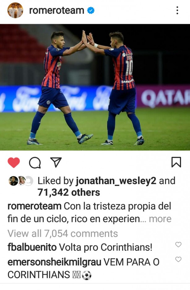 Balbuena dizendo para o Romero voltar