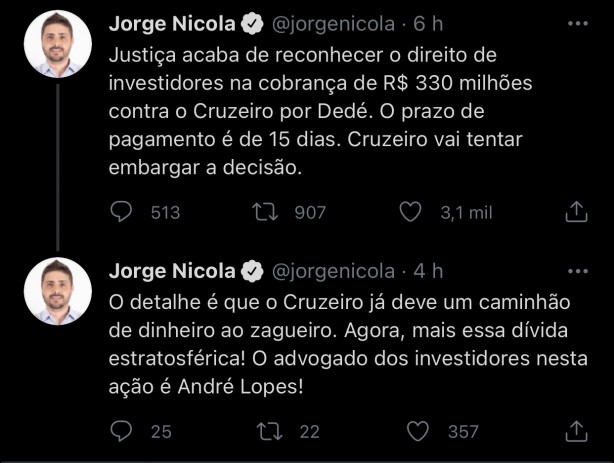 [OFF] Cruzeiro tem que pagar 330 MR$ para o zagueiro Ded�