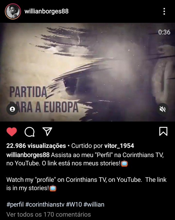 Willian divulgando a Corinthians Tv