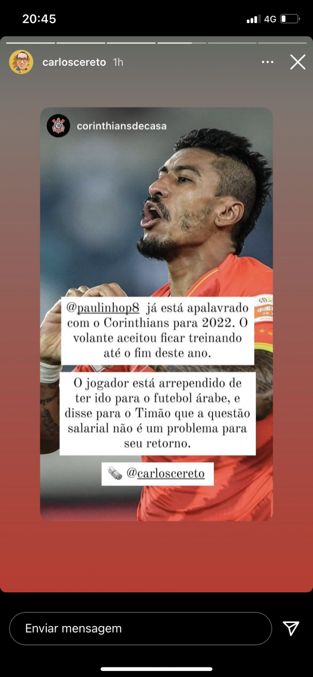 Carlos Cereto confirmou Paulinho no Corinthians!