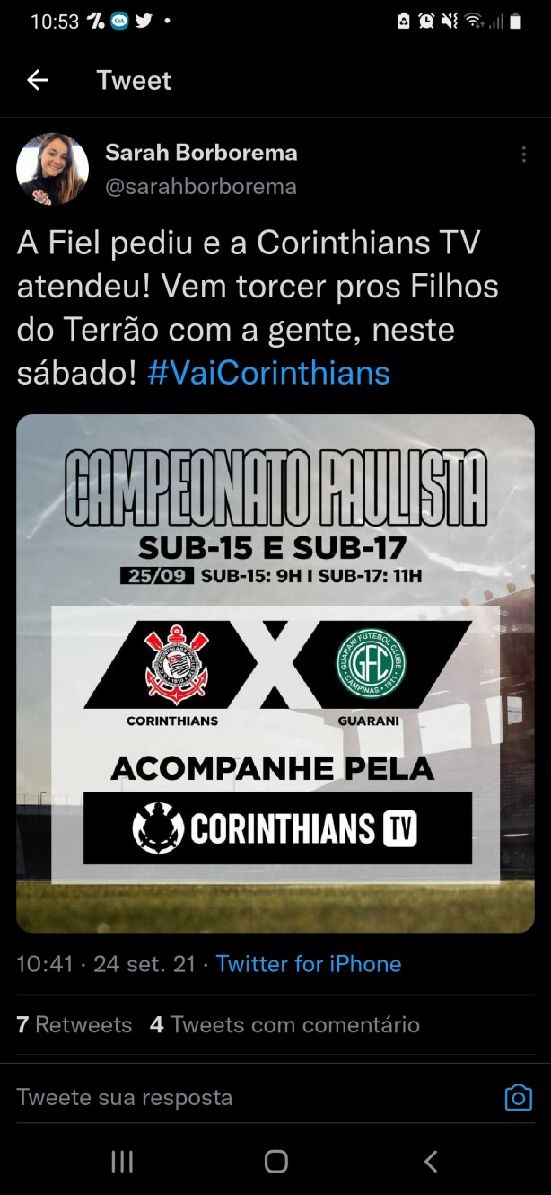 Corinthians TV transmitir jogos da base neste sbado