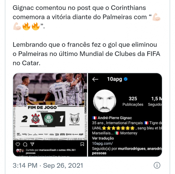 Gignac vibra com vitria no Drbi e atia Fiel na web: Vem para o Corinthians
