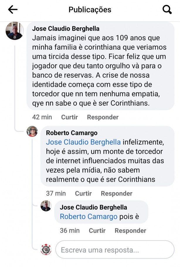 Off Toppic: 2 Torcedores do Corinthians "Razes" conversando no FACEBOOK
