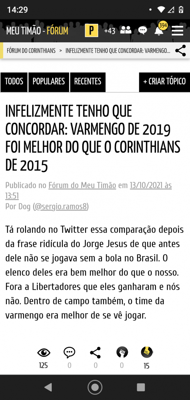 Esse dog  anti falar que o Flamengo de 2019 jogou mais que o Corinthians