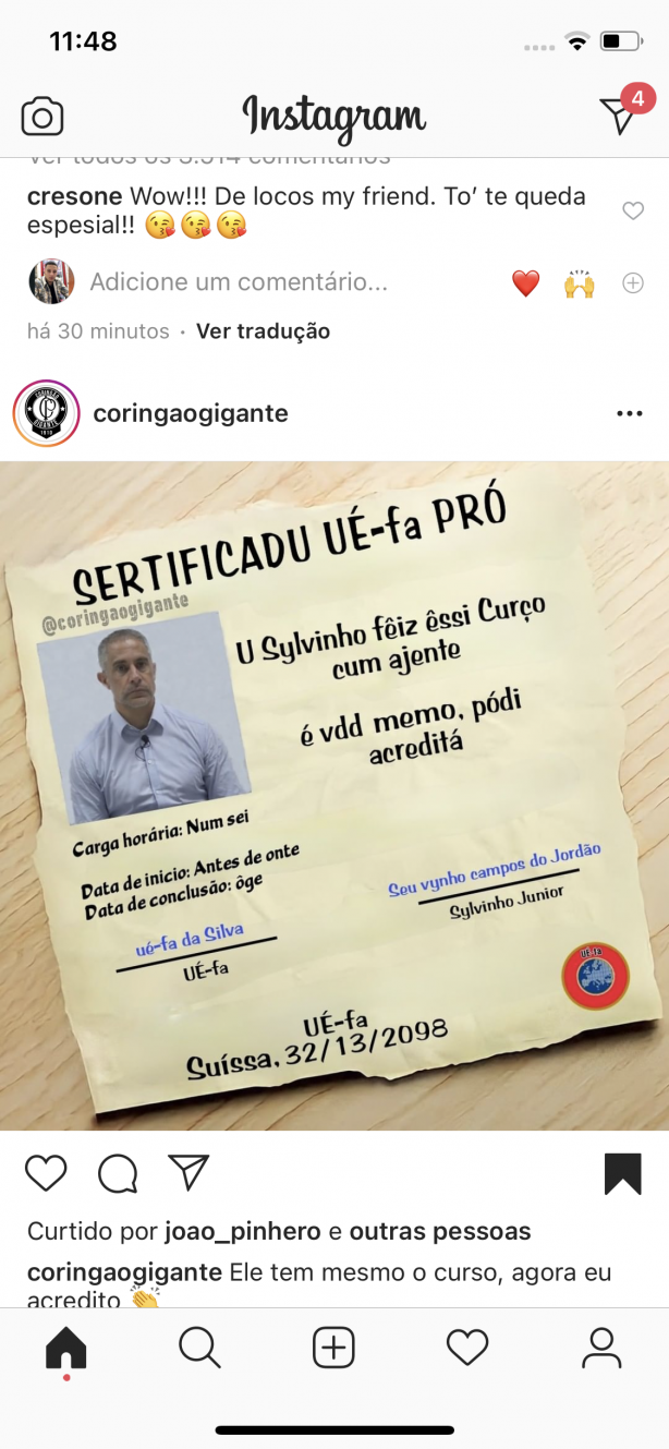 Certificado UEFA do Sylvinho