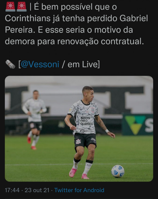 vessoni diz que tem possibilidade do Corinthians j ter perdido GP