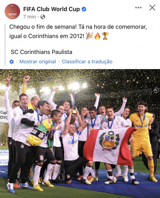 Facebook do Mundial de Clubes da FIFA postou agora a pouco