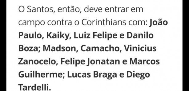 Jogo contra o Santos