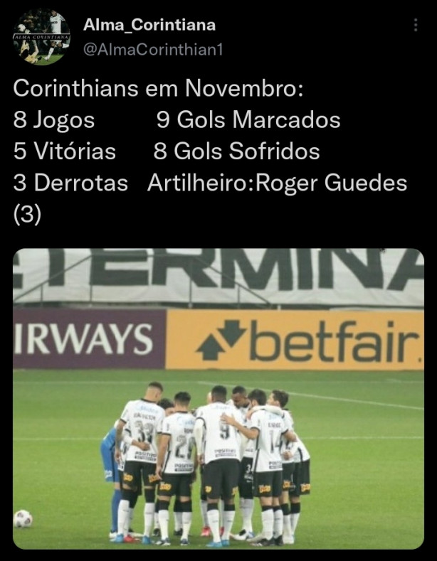 Incrivelmente, Corinthians passou o ms sem empatar, veja o restrospecto de Novembro.