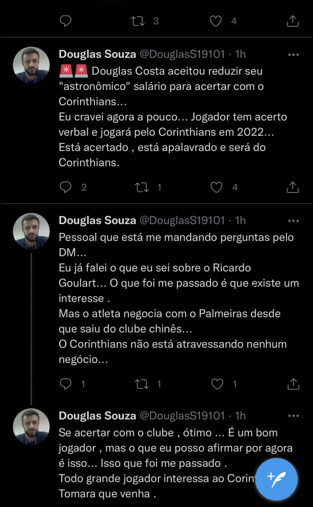 Douglas Costa  apalavrado  com o Corinthians