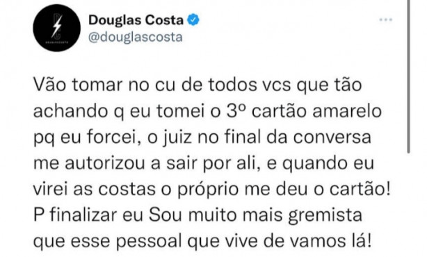 E o Douglas Costa hein, Tá puttaço no Twitter kkk