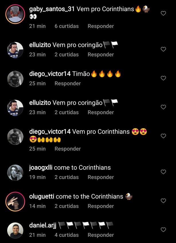 Torcida do Corinthians já invadiu o Instagram do nicolas Figal