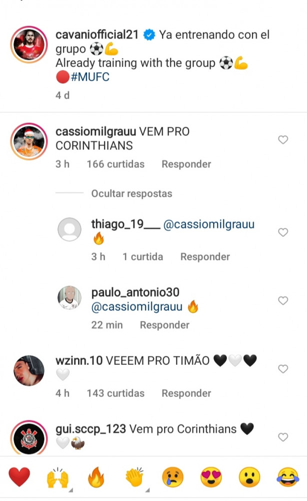 Cavani deve estar assustado com o Corinthians
