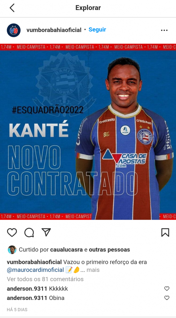[OFF] Bahia faz contrata��o bomb�stica e traz meio campo da Premier league! Kkk � Bahia que eu amo!