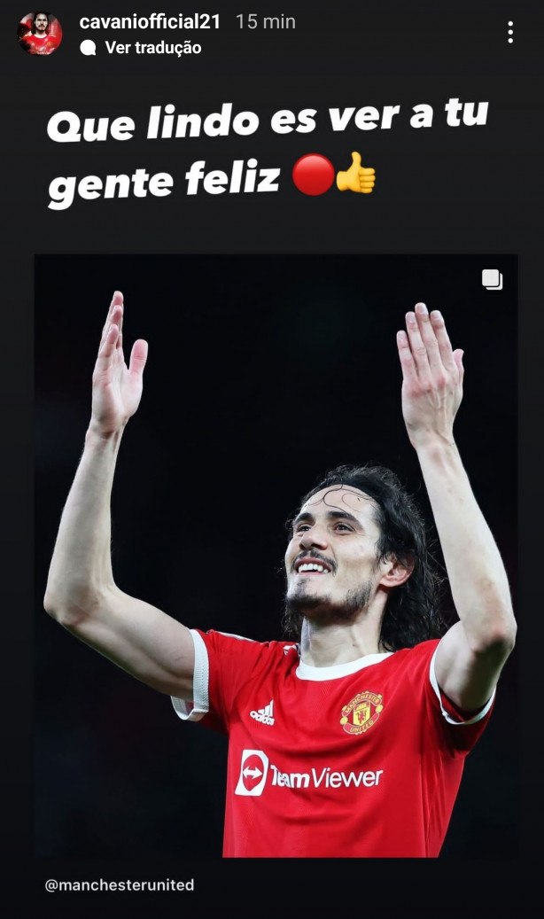 Cavani em seus Stories