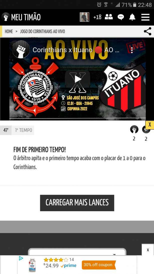 Gol no intervalo?