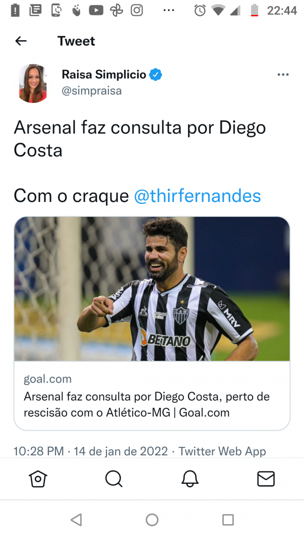 Arsenal faz consulta por Diego Costa