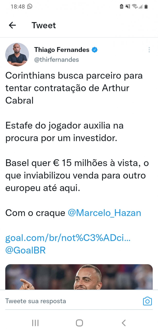 Corinthians busca parceiro para tentar a contratação de Arthur Cabral