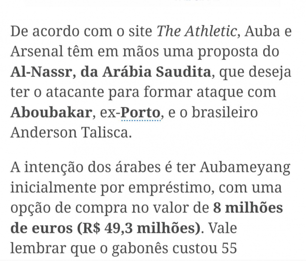 Aubameyang �tima oportunidade de mercado