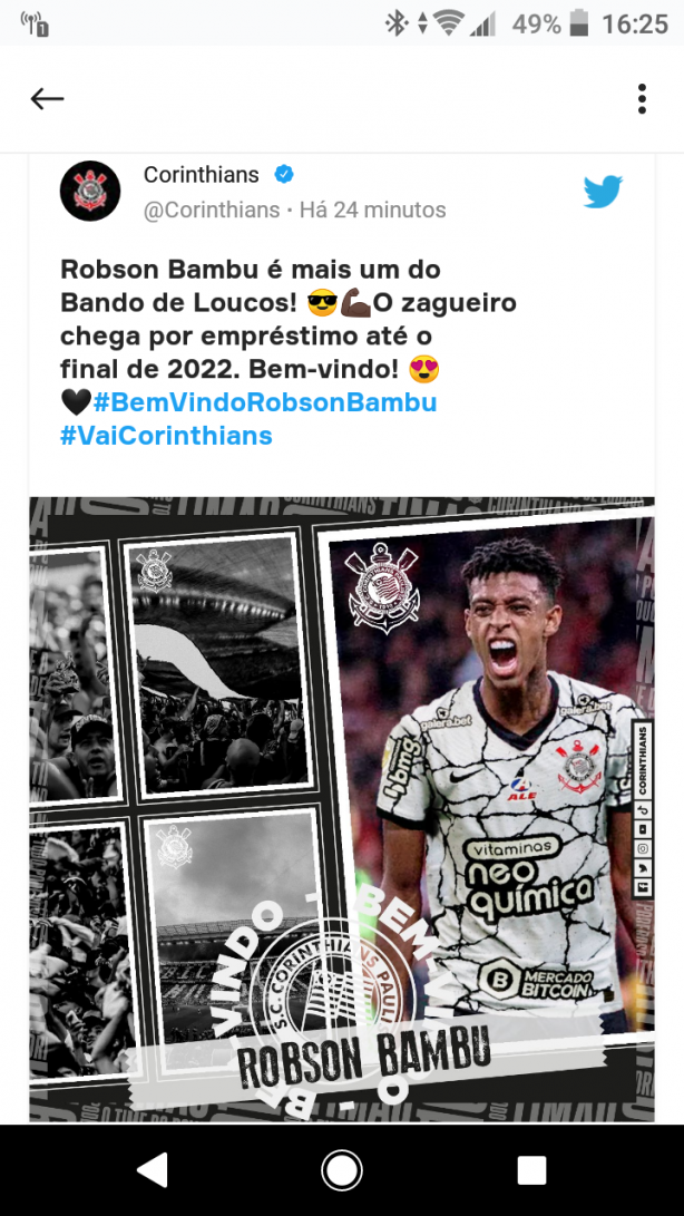Corinthians anuncia a contratao de Robson bambu