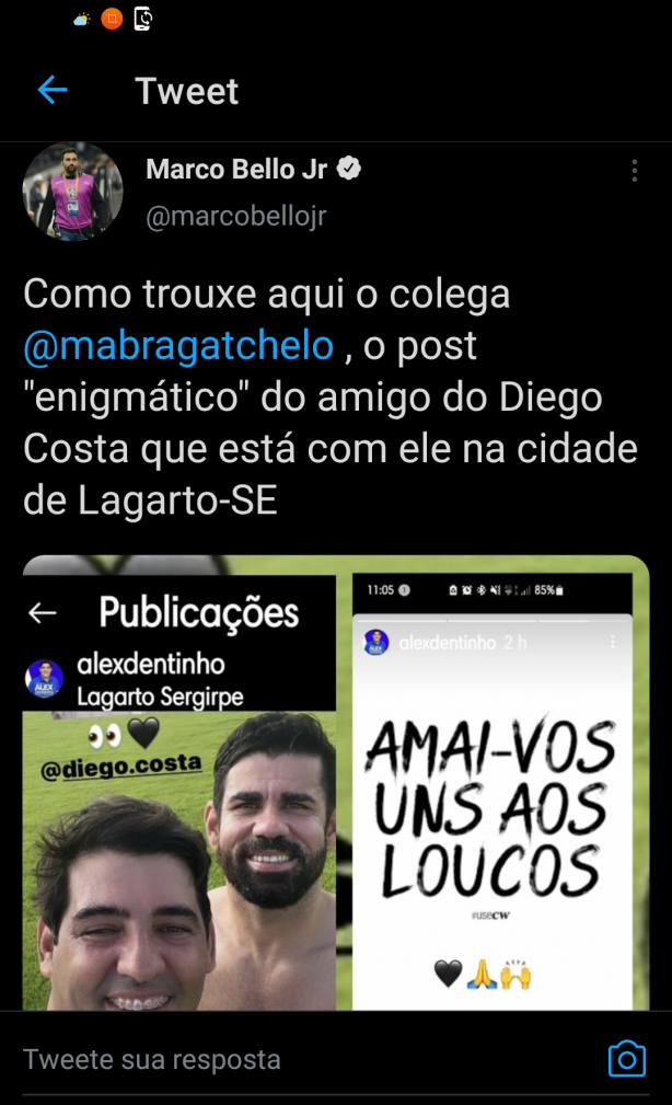 Tópico Enigmático de amigo de Diego Costa indica o acerto do Jogador com o Corinthians!