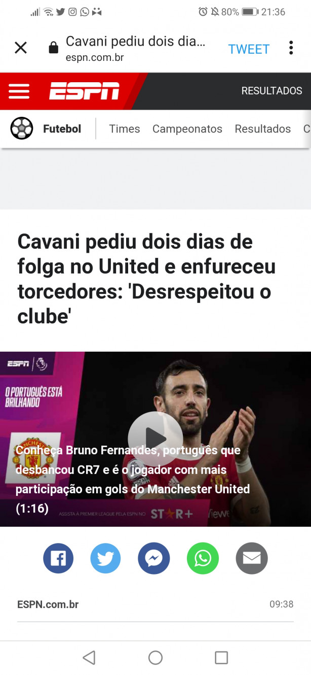 Cavani irritou a Torcida do Manchester