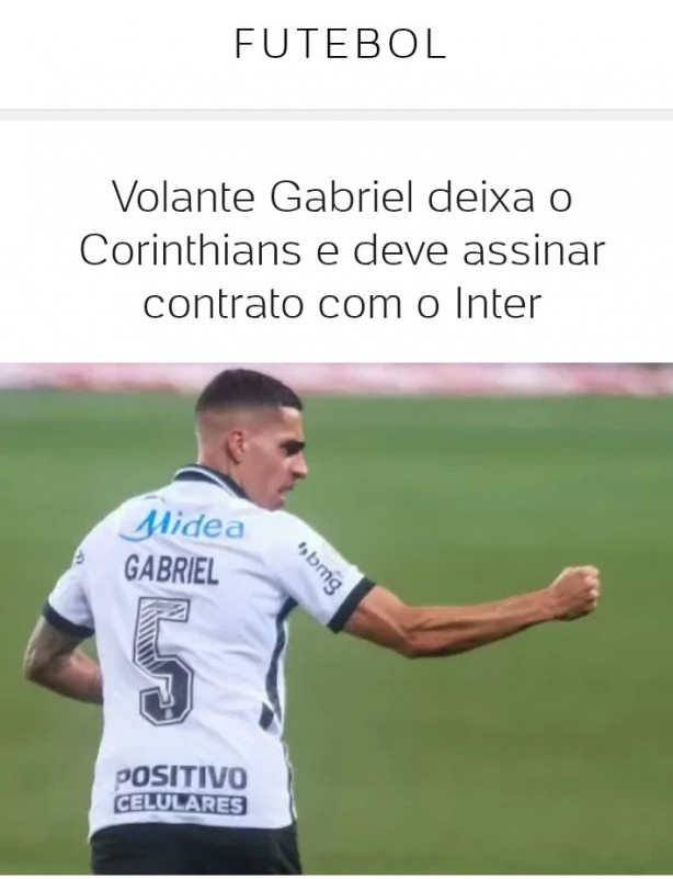 Gabriel no joga mais pelo Corinthians. A notcia que 95% da torcida queria ver e ouvir.