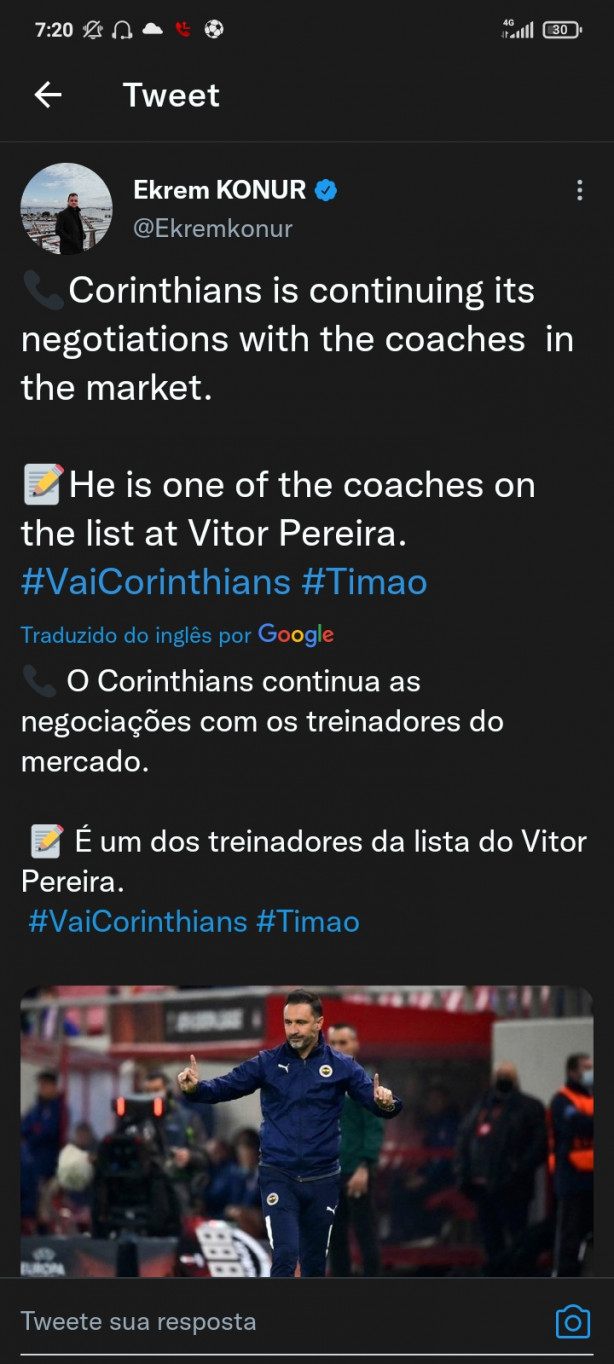 Jornalista Italiano fala que o Timão esta negociando com Vitor Pereira