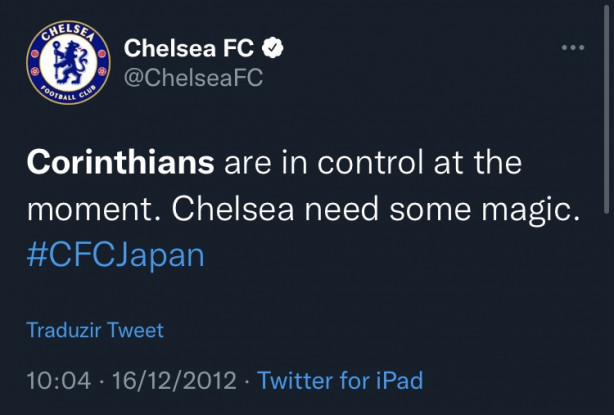 Olhem esse Tweet do Chelsea sobre o Corinthians