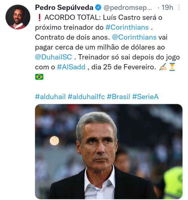 Luis castro  do Corinthians, fiquem tranquilos!