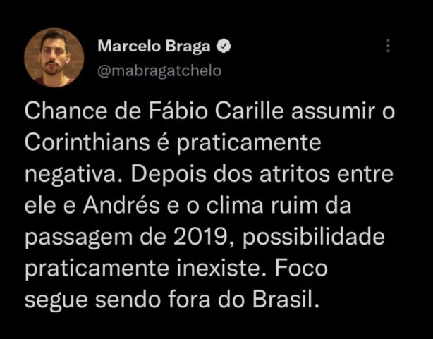 Carille praticamente descartado! Marcelo Braga GE.