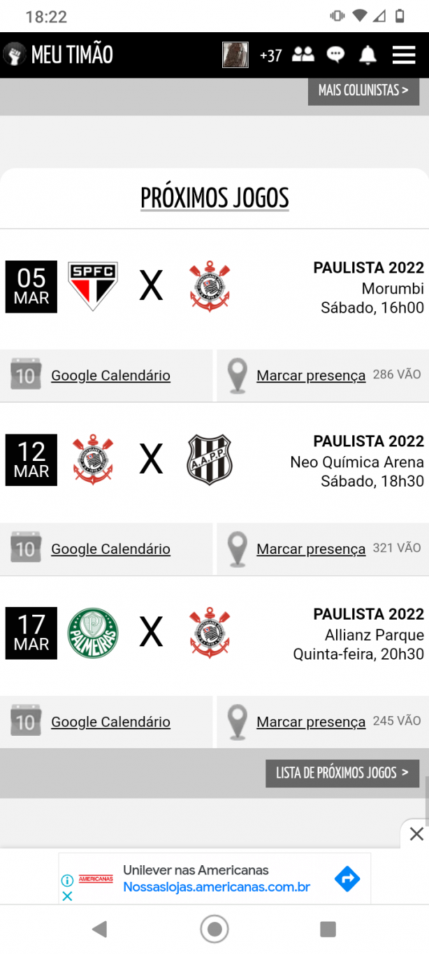 Próximos jogos do Corinthians feminino