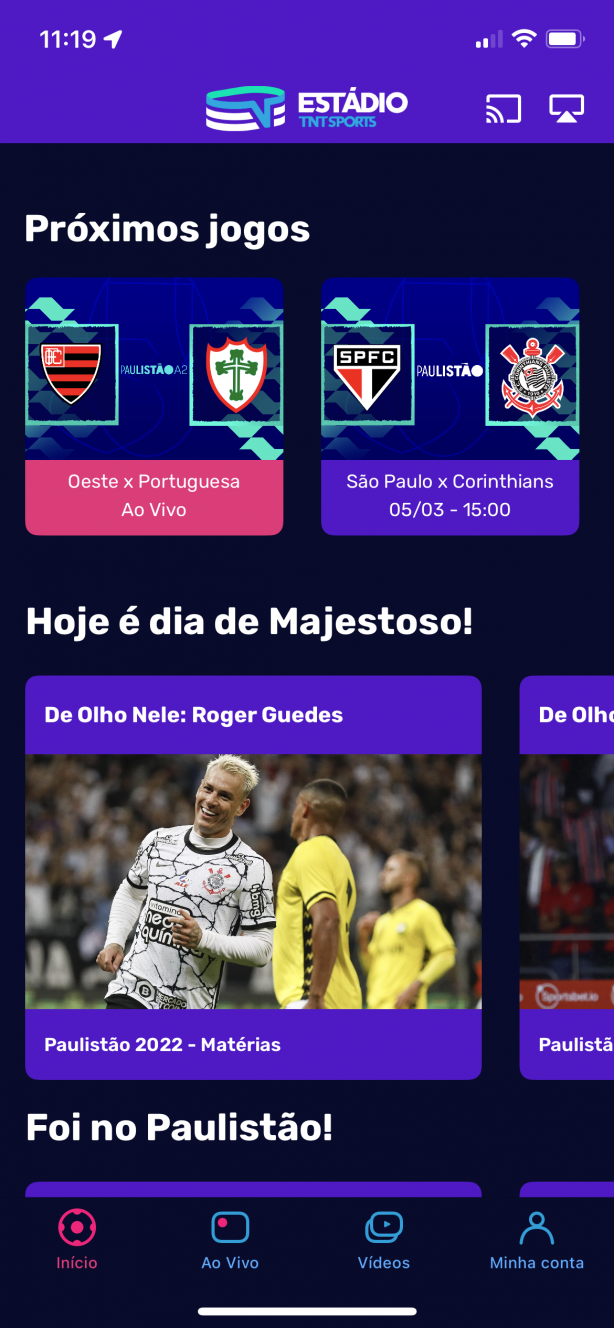 Como assistir São Paulo x Corinthians pelo app Estdio TNT Sports (GRTIS*)