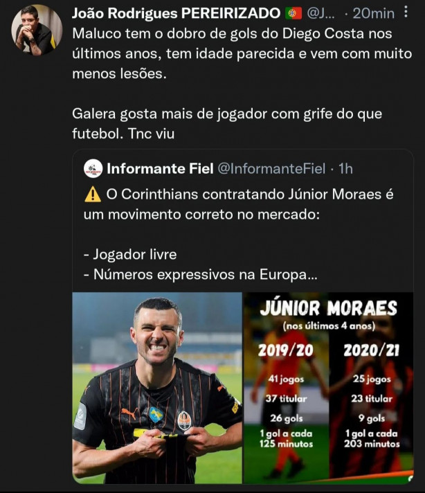 Foi sem dvidas o melhor comentrio que vi at agora sobre o Jnior Moraes