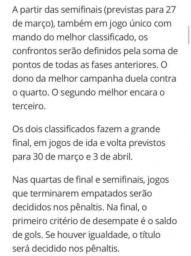 Vantagem de uma eventual semifinal n�o est� garantida